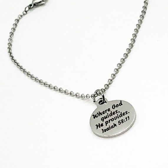 Charm Bracelet, Where God Guides, He Provides Scripture Charm, Isaiah 58 11 Charm, Christian Bracelet Gift, Stainless Charm Bracelet