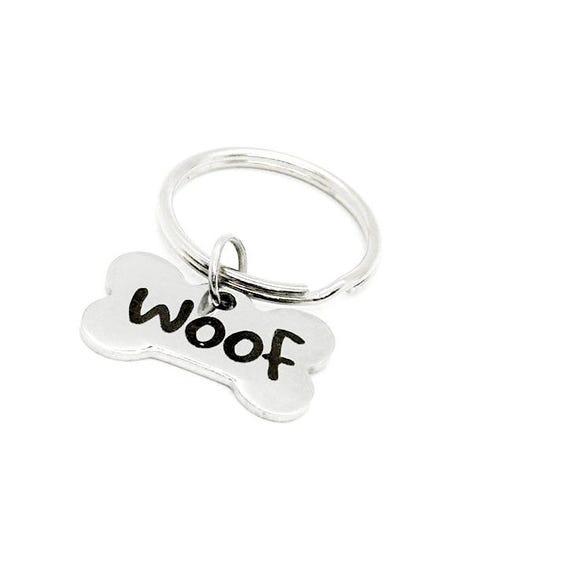 Woof Dog Bone Charm Key Chain, Dog Lover, Dog Adoption, Dog Collar Charm, Gift For Her, Dog Rescue Gift, Friend Gift, Wife Gift, Daughter