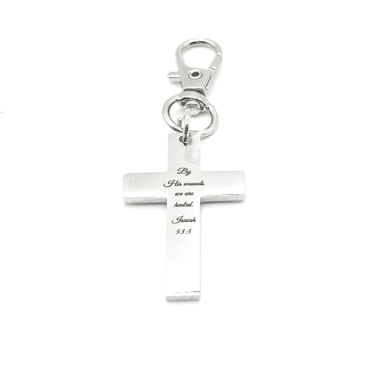 By His Wounds We Are Healed Isaiah 53 5 Cross Clip On Charm Christian Scripture Faith Gift