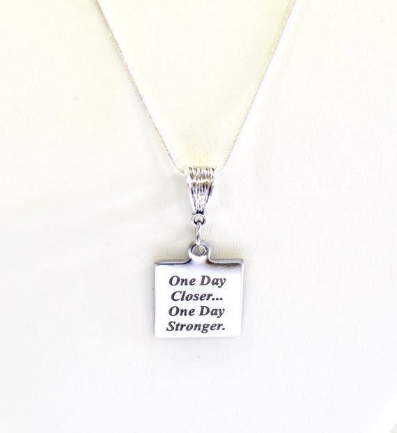 One Day Closer One Day Stronger Necklace, Exercise Jewelry, Encouragement Gift, Motivational Jewelry Gift, Graduation Gift for Her