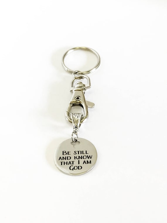 Be Still And Know That I Am God Keychain Gift, Psalm 46:10 Scripture Gift, Bible Verse Gift, Convertible Jewelry Gift, Sunday School Gift