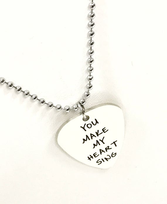 Guitar Pick Gift, You Make My Heart Sing Necklace, Guitar Pick Necklace, Gift For Him, Gift For Her, Guitar Pick Jewelry, Valentine Gift