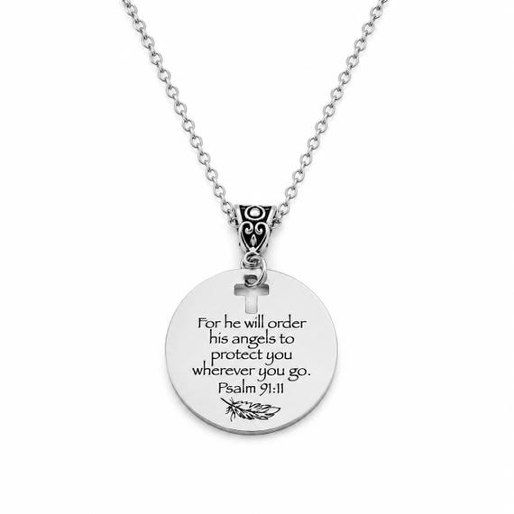 His Angels Protect You Stainless Steel Necklace