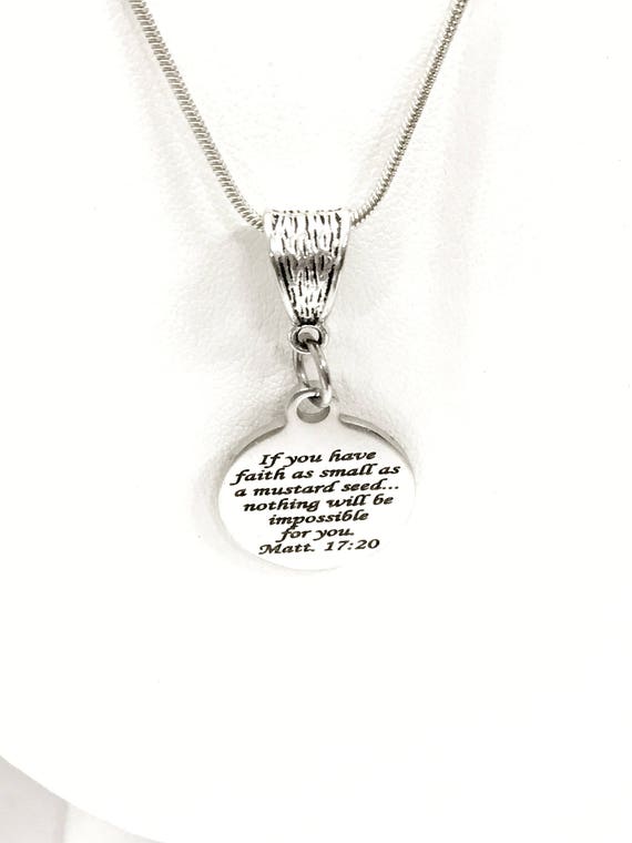 Scripture Jewelry, Mustard Seed Faith Gifts, Mustard Seed Scripture Necklace, Matthew 17 20 Scripture Necklace, Christian Jewelry