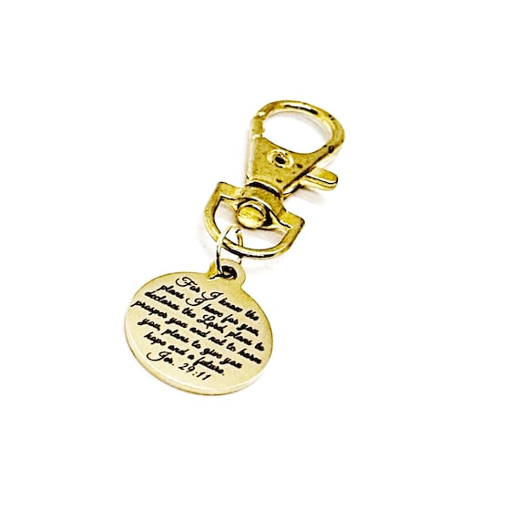 For I Know The Plans I Have For You Clip On Goldtone Charm, Jeremiah 29 11 Charm, Scripture Quote, Planner Charm, Christian Gift