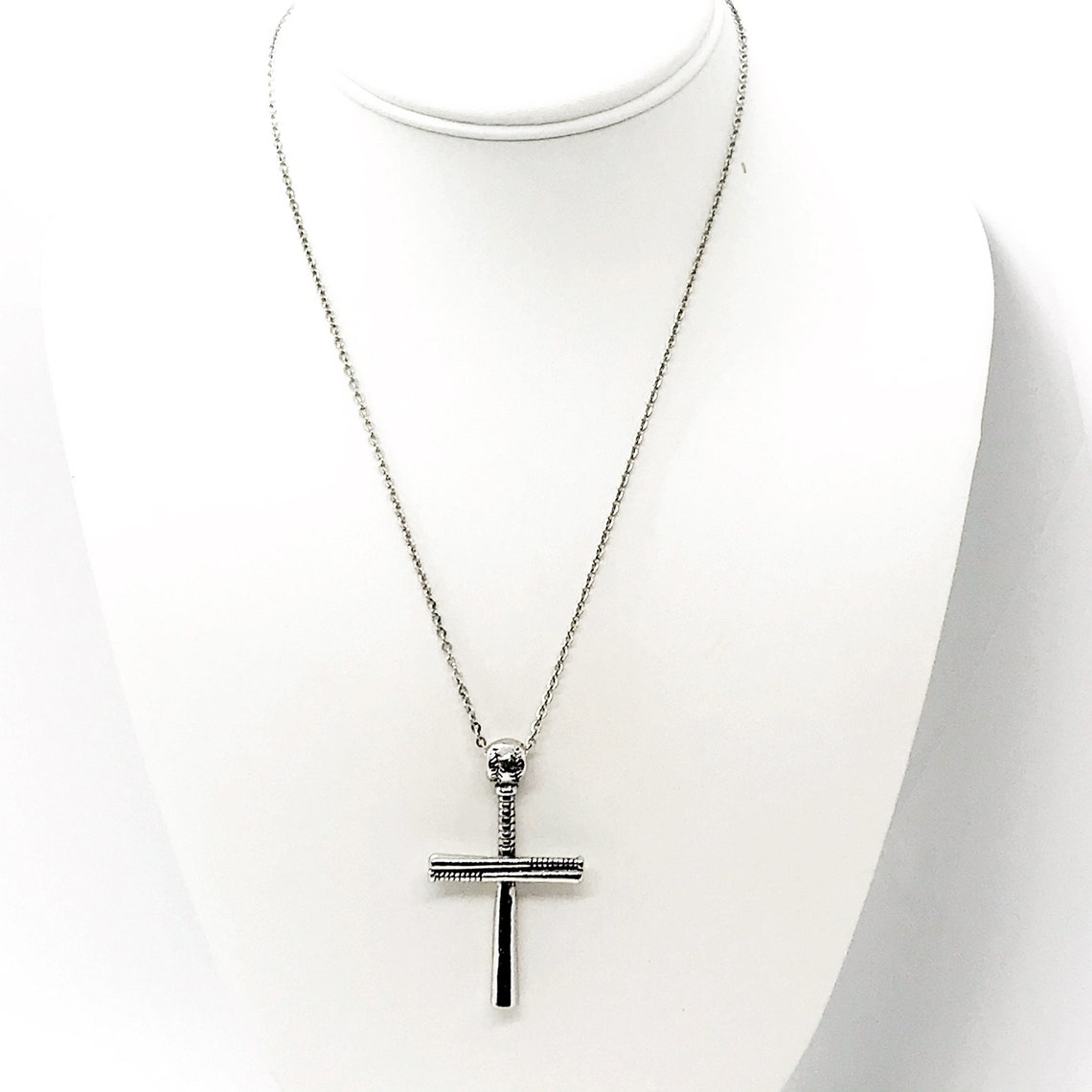 Baseball Bat Cross Necklace Baseball Necklace Cross Etsy