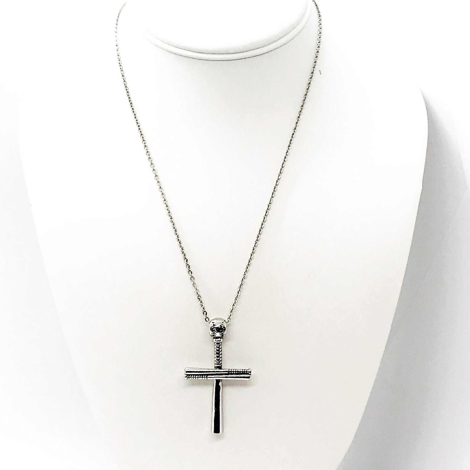 Baseball Bat Cross Necklace Baseball Necklace Cross Etsy