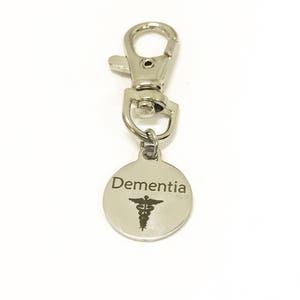 Dementia Zipper Pull, Dementia ID Tag, Dementia Medical Awareness Zipper Pull, Dementia Items, Dementia ID Zipper Pull, Medical ID Tag image 5