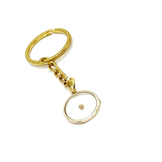 Goldtone Mustard Seed Key Chain, Believer, Mustard Seed Faith Gift, Round Mustard Seed Charm, Christian, Faith Keychain, Matthew 17 20