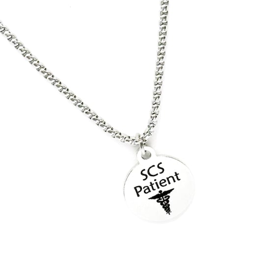 SCS Patient Medical Condition Charm Necklace, Medical Notice Necklace, Spinal Cord Injury Patient, Spinal Cord Stimulator Device