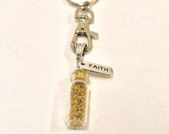 Mosterdzaad geloof sleutelhanger, doopcadeau, Matthew 17:20 bijbelvers cadeau, afstudeercadeau, bevestigingscadeau, nieuwe auto cadeau, cadeau voor haar