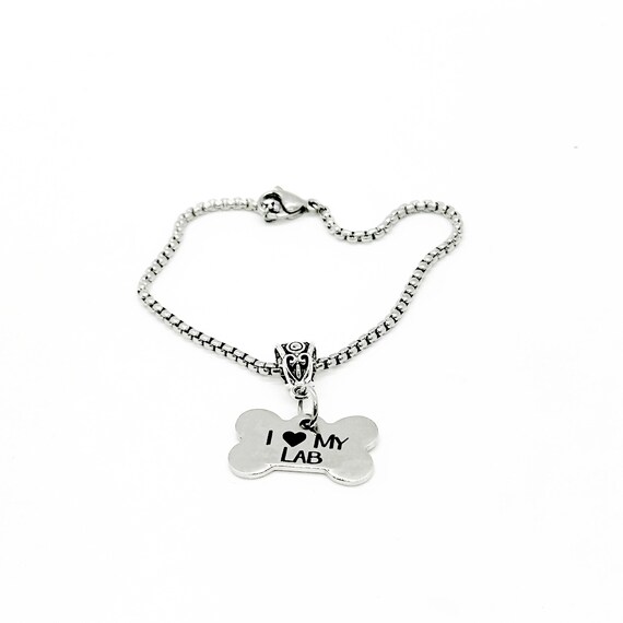 I Love My Lab Charm Bracelet, Labrador Retriever Dog, Husky Owner, Lab Adoption, Lab Baby, Lab Mom Jewelry, Lab Mama, Dog Bone Charm