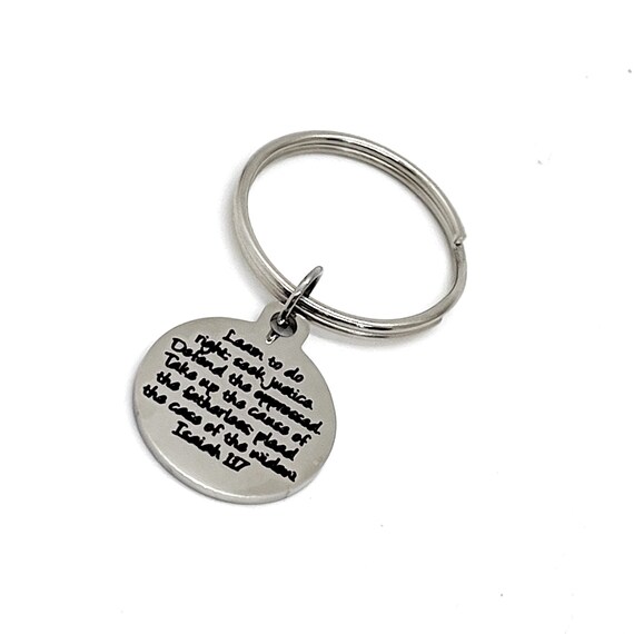Faith Gift, Do Right, Seek Justice, Defend The Oppressed Charm Keychain, Lawyer Gift, Social Worker Gift, Humanitarian Gift For Her