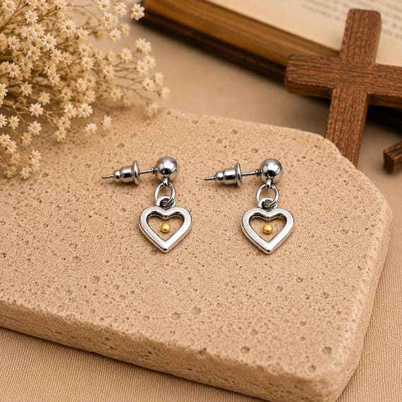 Small Heart Mustard Seed Faith Earrings