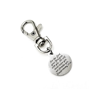 Bag Charm, God Is With You Keychain Charm, Deuteronomy 31 6 Charm, Son Gift, Daughter Gift, Christian Gift, Back Pack Charm, Purse Charm