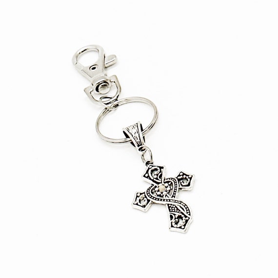 Mustard Seed Ribbon Cross Charm Clip On Keychain, Faith Gift, Mustard Seed Faith, Matthew 17 20, Christian Gifts, Have Faith, Bible Study