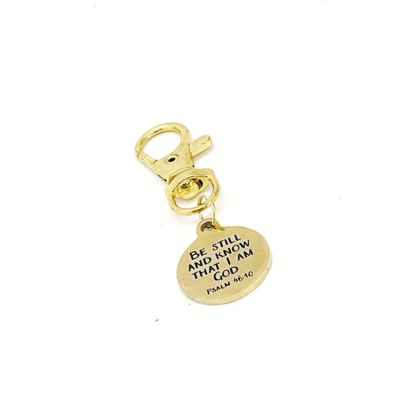 Scripture Gifts, Be Still And Know That I Am God Clip On Charm, Psalm 46 10, Faith Gifts, Bible Bag Charm, Purse Charm, Faith Gift, Bulk