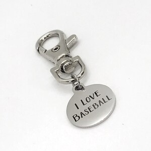 Baseball Geschenk, ich liebe Baseball Clip auf Charme, Baseball Taschenanhänger, Sohn Geschenk, Baseballspieler, Baseball Mutter Geschenk, Schlüsselbund Charme, Taschenanhänger