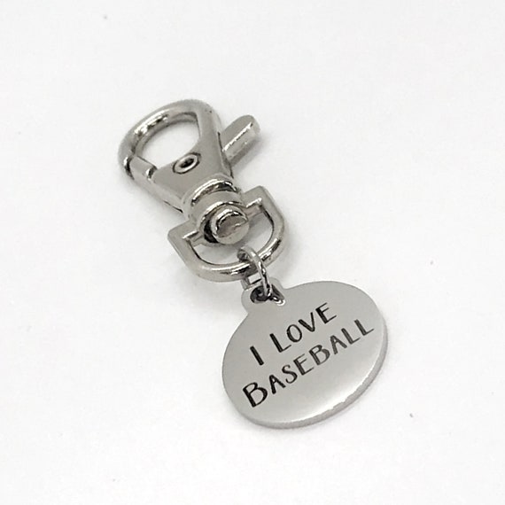 Baseball Gift, I Love Baseball Clip On Charm, Baseball Bag Charm, Son Gift, Baseball Player, Baseball Mom Gift, Keychain Charm, Bag Charm