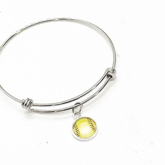Softball Charm Bracelet, Softball Mom Gift, Softball Player
