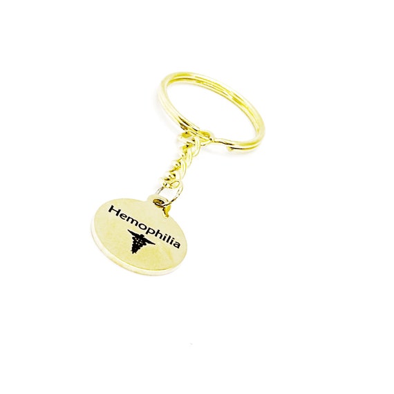 Hemophilia Awareness Goldtone Charm Keychain, Hemophilia Keychain, Medical Condition Keychain, Blood Disorder, Medical, Blood Condition