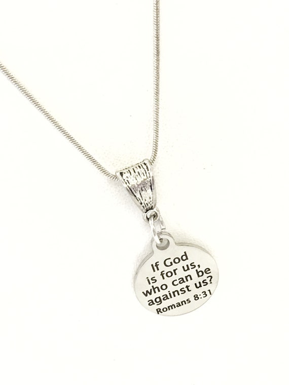 If God Is For Us Necklace, Romans 8 31 Necklace, Christian Necklace, Bible Verse Gift, Scripture Gifts, If God Is For Us, Who Can Be Against