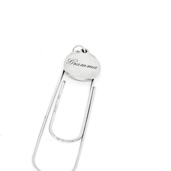 Gramma Engraved Paperclip Bookmark Stainless Steel Charm Oversized Page Holder Gift For Grandma