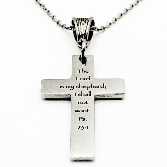 The Lord Is My Shepherd Cross Charm Necklace
