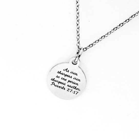 As Iron Sharpens Iron Charm Necklace, Proverbs 27 17 Charm, Sharpen One Another, Baptism Gift, Faith Quotes, Bible Verse, Recovery Scripture