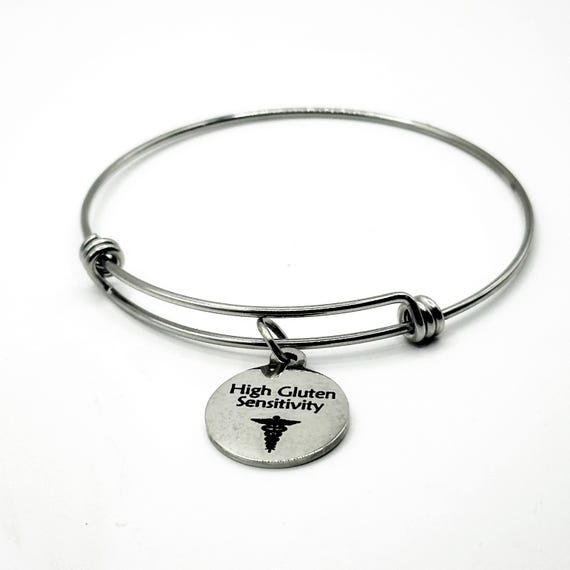 High Gluten Sensitivity Medical Condition Charm Bracelet Stainless Steel Expanding Bangle Food Sensitivity Awareness Jewelry