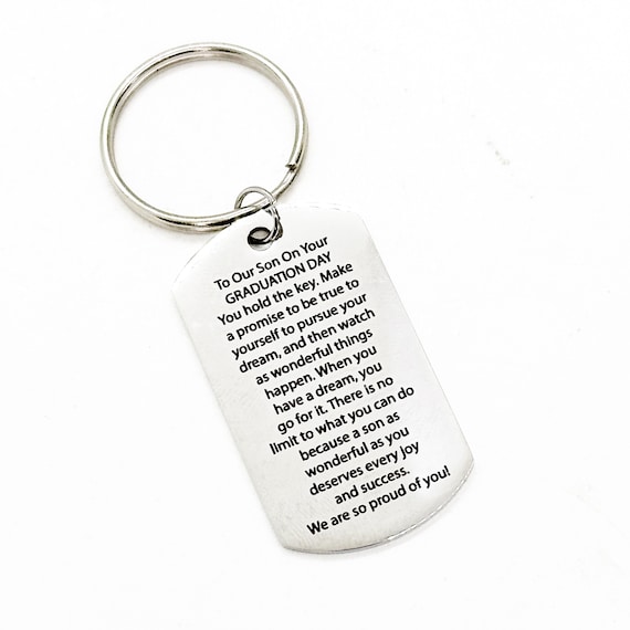 Son Graduation Charm Keychain, New Car Gift, Going To College, Gift For Him, From Mom And Dad, Dream Big Dreams, We Are Proud Of You