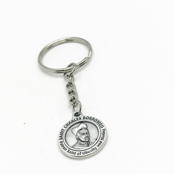 Saint Charles Borromeo Prayer Patron Saint Of Obesity And Dieting Charm Key Chain, Weight Loss Journey, Weight Loss Surgery, Friend Gift