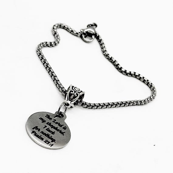 The Lord Is My Shepherd Charm Bracelet, Psalm 23 1, Scripture Jewelry, Faith Gift, Bible Verse Gift, Gift For Her, Christian Woman, Baptism