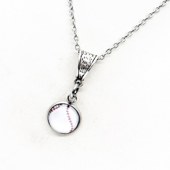 Baseball Cabochon Pendant Necklace, Baseball Mom, Coach’s Wife, Gift For Her, Girlfriend Gift, Baseball Pendant, Team Mom, Baseball Lover