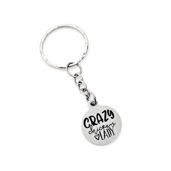 Keychain Gift, Crazy Chicken Lady Keychain, Chicken Lady Gift,  Egg Lady Gift, Farmer Women Gift,  Chicken Farmer Gift