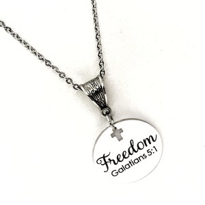 Cadeau biblique, collier de la liberté, liberté dans le Christ, collier Galates 5 1, collier avec pendentif, bijoux chrétiens, cadeau chrétien