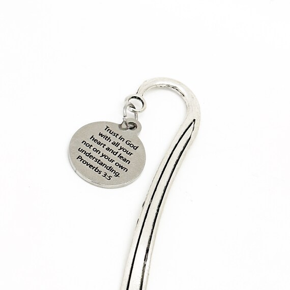 Trust In God With All Your Heart Charm Bookmark, Proverbs 3 5 Charm, Scripture Gifts, Bible Verse Quote, Bible Bookmark, Faith Gift
