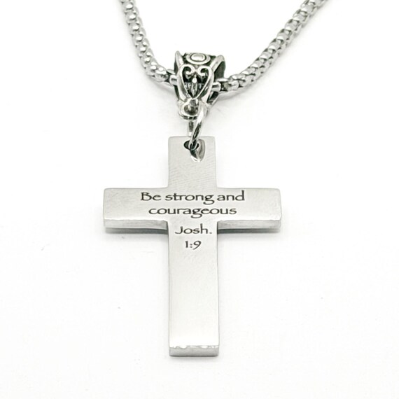 Be Strong And Courageous Cross Necklace