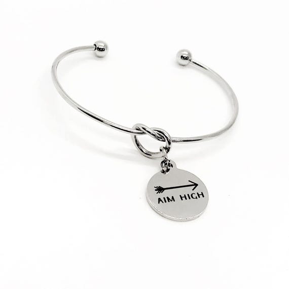 Aim High Cuff Charm Bracelet, Daughter, Wife Gift, Big Dream, Big Goals, Entrepreneur, Gift For Her, Dreaming Big, Encouragement, Motivating