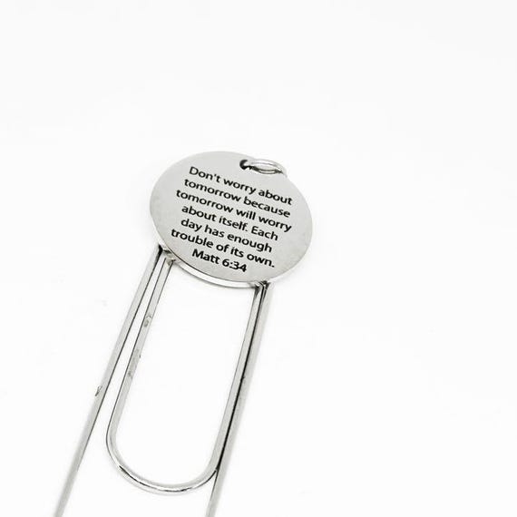 Don't Worry About Tomorrow Bible Verse Bookmark Matt 6 34 Christian Gift Scripture Bookmark