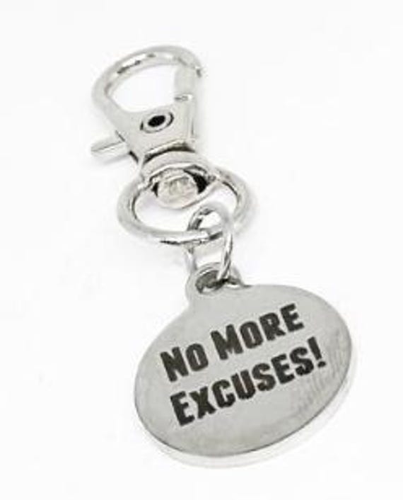No More Excuses Clip On Charm Motivational Stainless Steel Charm Fitness Gift Gym Bag Keychain Workout Inspiration Encouragement Jewelry