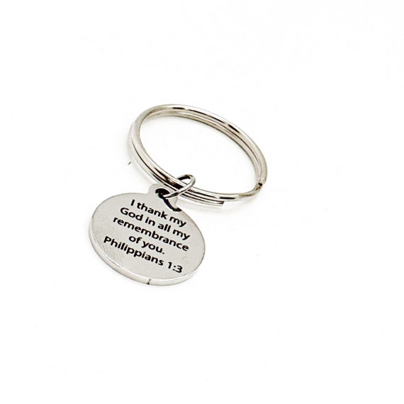 I Thank God For You Charm Keychain, Philippians 1 3, Bible Quote, Pastor Gift, Christian Keychain, Missionary Gift, Faith Gift, Thankful