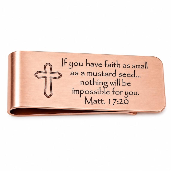 Mustard Seed Faith Rose Goldtone Money Clip