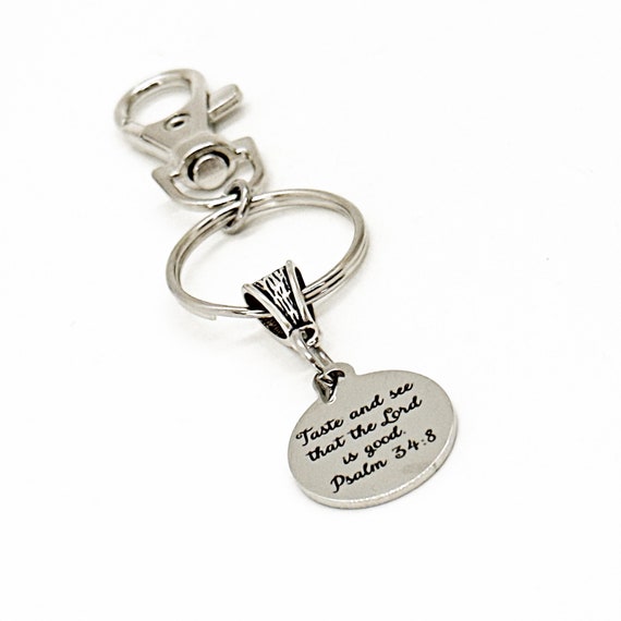 Taste And See That The Lord Is Good Charm Keychain, Psalm 34 8, Faith Gift, Scripture Gift, Scripture Quote, Cook Gift, Chef Gift, Church