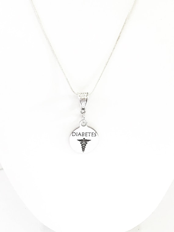Diabetes Medical Condition Awareness SS Engraved Pendant Necklace, Medical Jewelry Gift For Her, Diabetes Jewelry, Classy Medical Jewelry