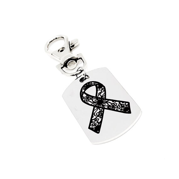 Floral Awareness Ribbon Clip On Charm, Bag Charm, Purse Charm, Wife Gift, Husband Gift, Sister Gift, Mom Gift, Gift For Her