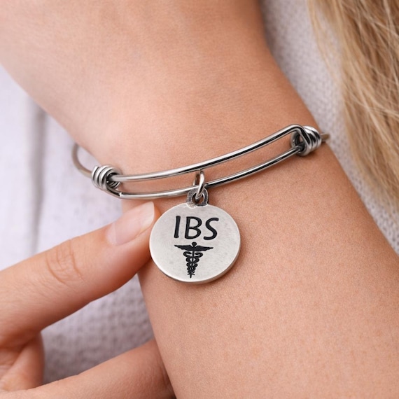 IBS Medical Condition Charm Bracelet Stainless Steel Expanding Bangle Digestive Health Awareness Jewelry