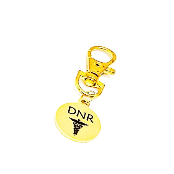 DNR Goldtone Bag Charm, Medicine Bag Charm, DNR Purse Clip, DNR Bag Tag, Medical Notification, Medical Awareness, Clip On Charm, Choice