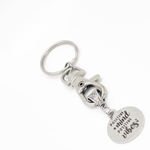 Positivity Gift, Positive Mind Positive Vibes Charm Keychain, Daughter Gift, Positive Mindset Gifts, Entrepreneur Gifts, Gift For Her