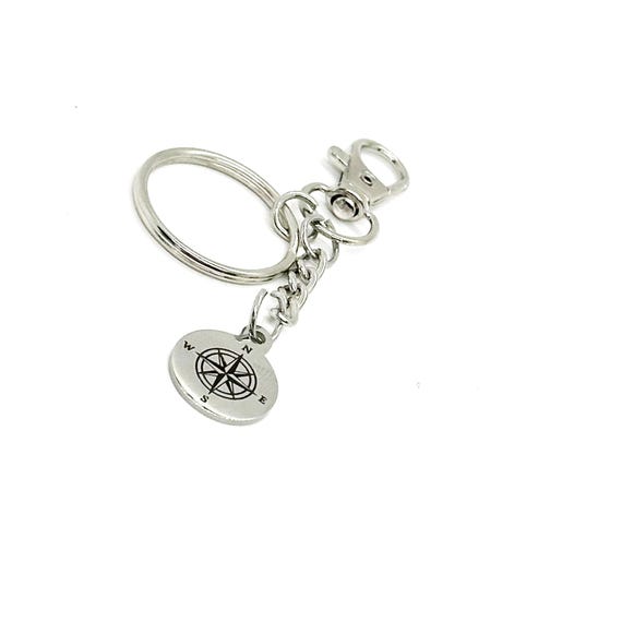Compass Charm Keychain, Traveler Gift, Going to College, Find Your Way Home, Trip Gifts, World Travels, Gift For Her, Daughter, Wife Gift